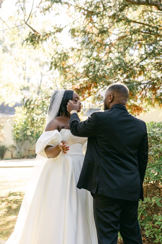 bride emotional during their vows exchange