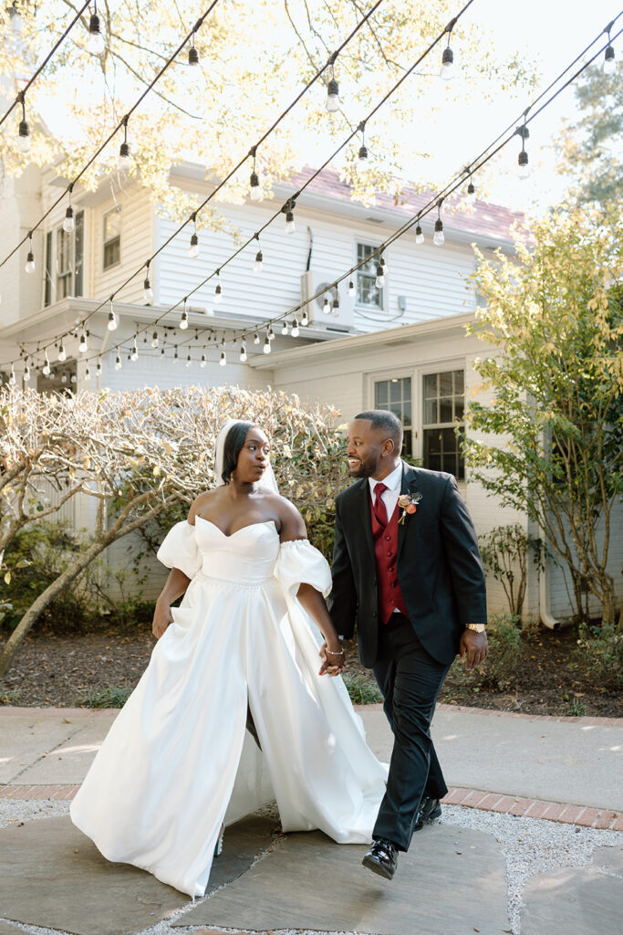 cute couple before heading to their reception