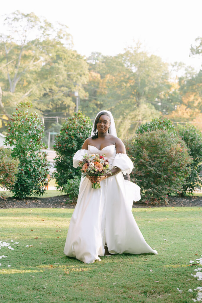 stunning bride walking down the aisle