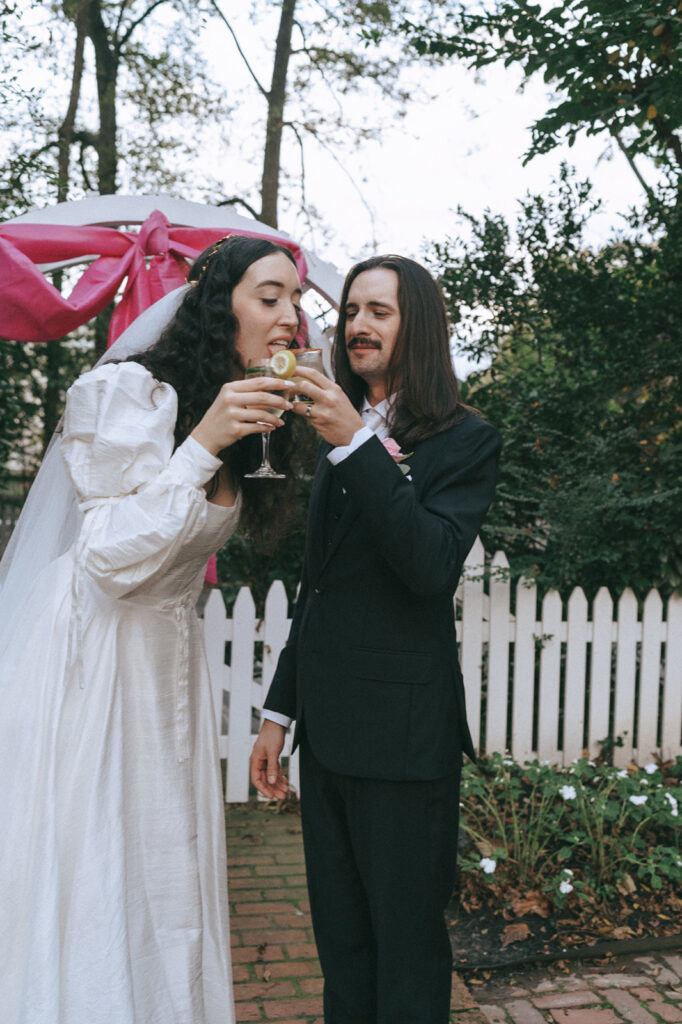 couple celebrating with champagne 