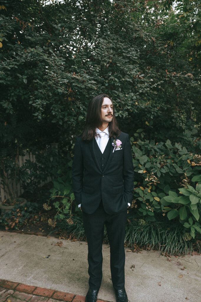 picture of the groom before heading to the wedding reception