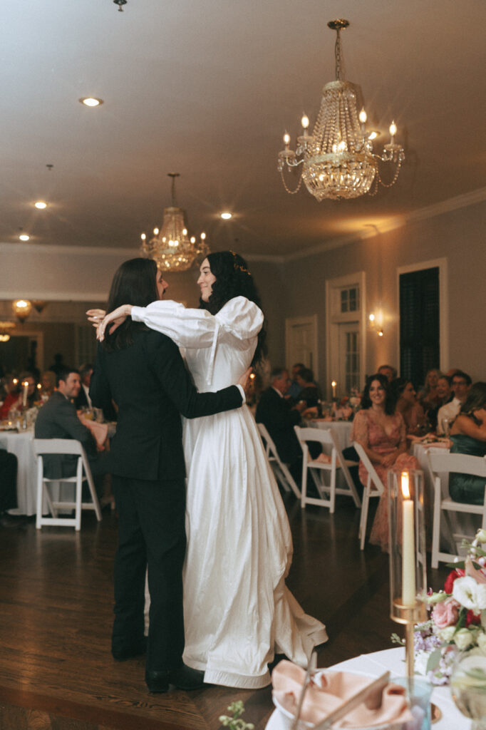 newlyweds dancing at the wedding reception