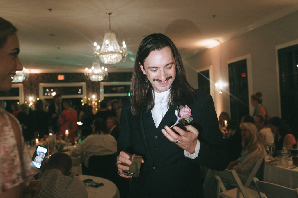 groom at his reception party