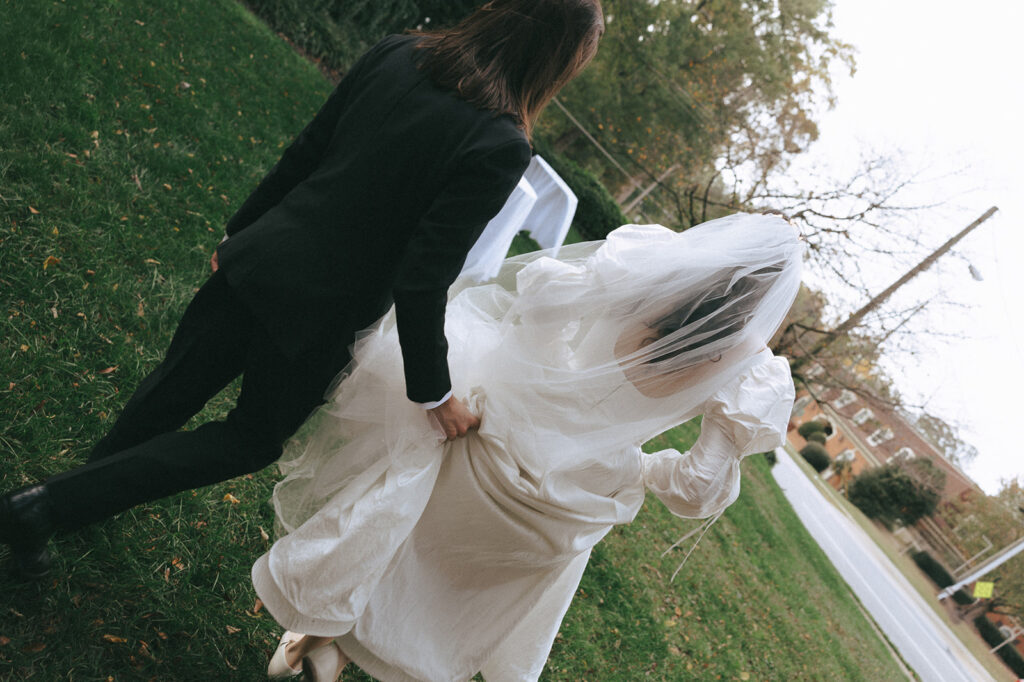 cute couple at their coquette themed wedding