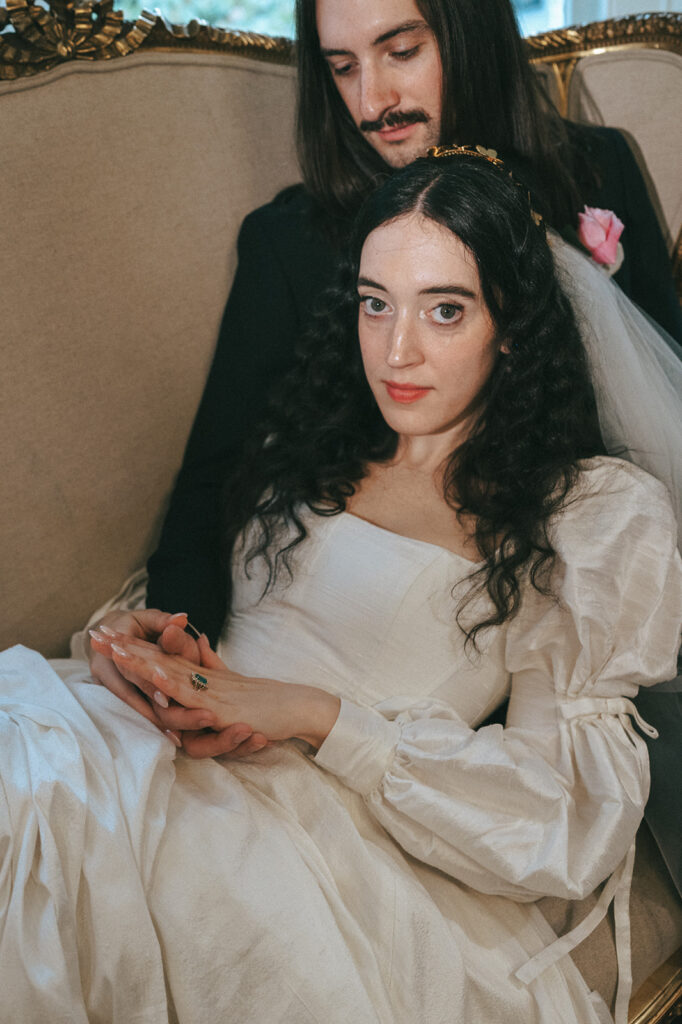 picture of the bride looking at the camera during her bridal portraits