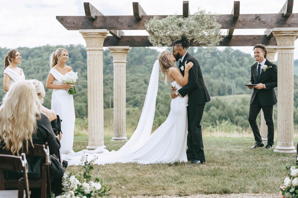 gorgeous picture of the bride and groom kissing 