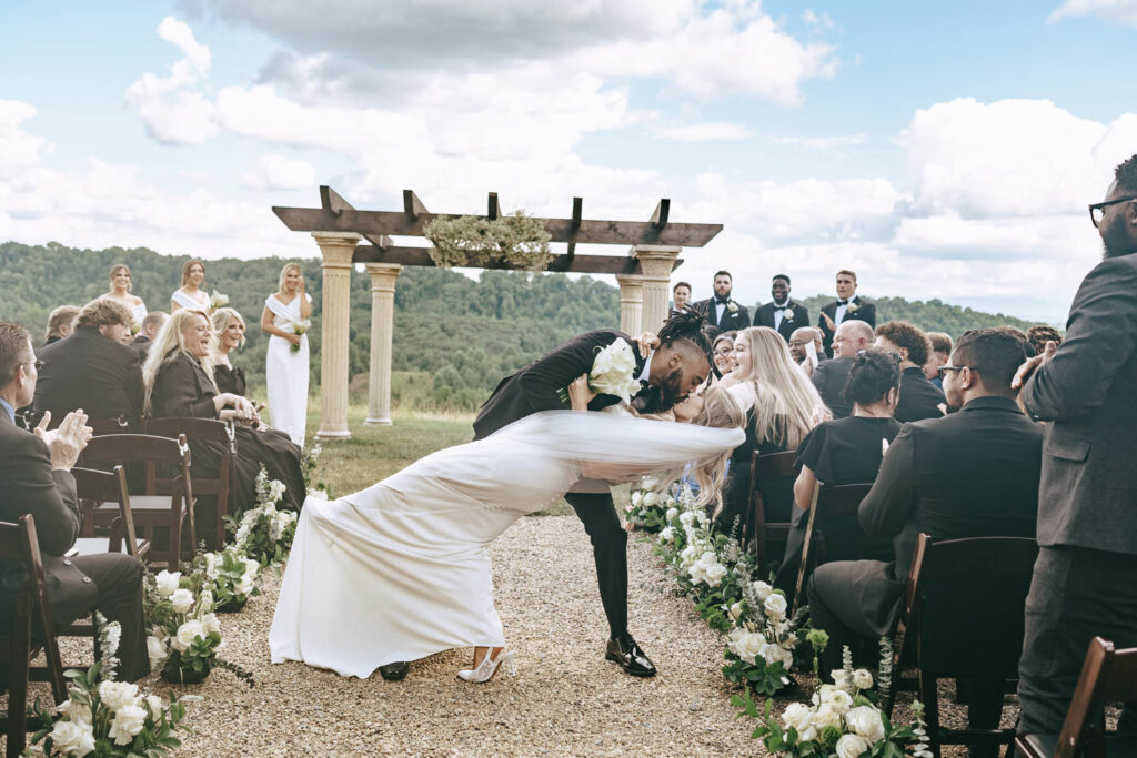 happy newlyweds heading to their reception