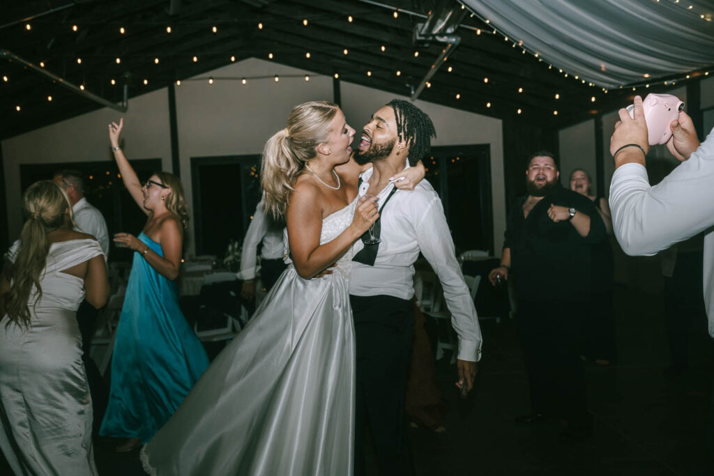 happy newly married couple at their reception party