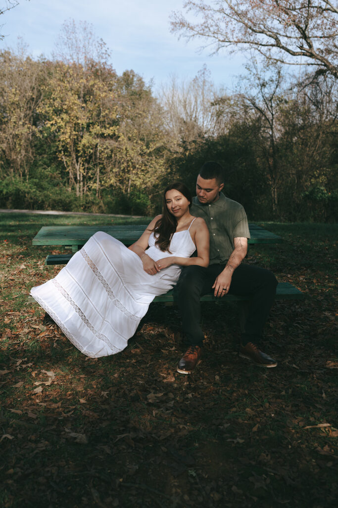 cute couple at their winter engagement session in Tennessee