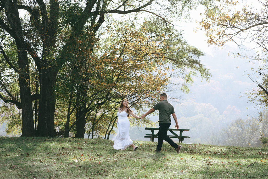 couple at their dream moody winter engagement session