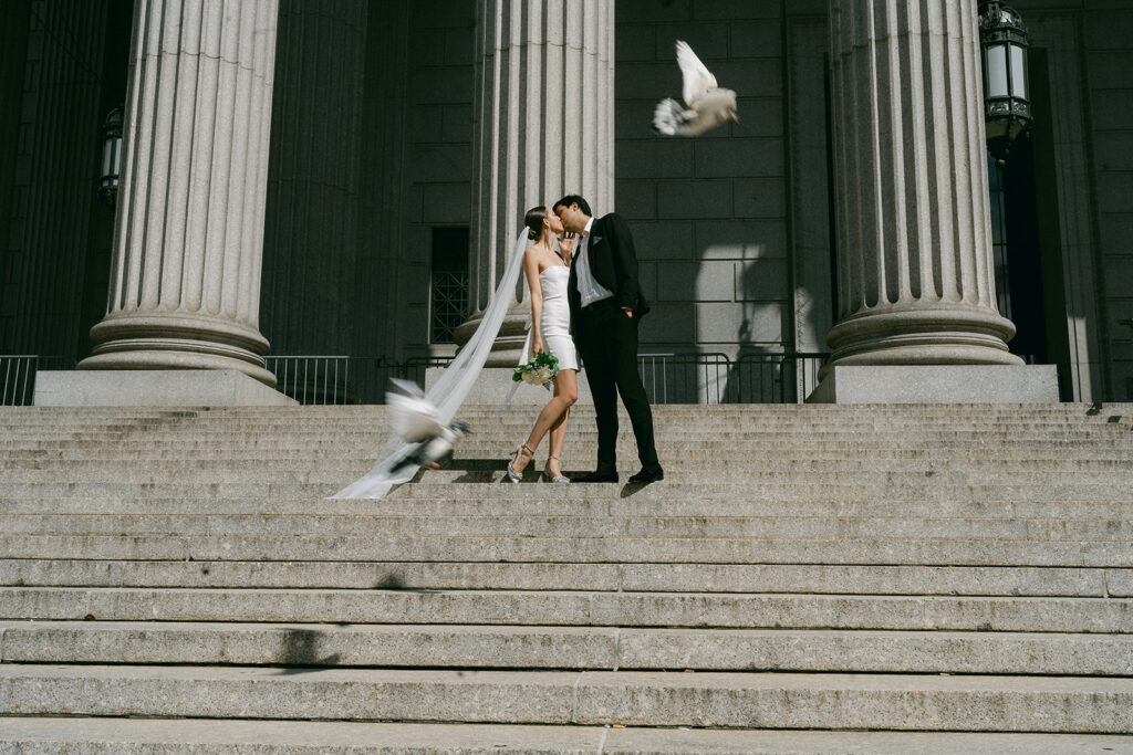 newly eloped couple at New Yorks city hall