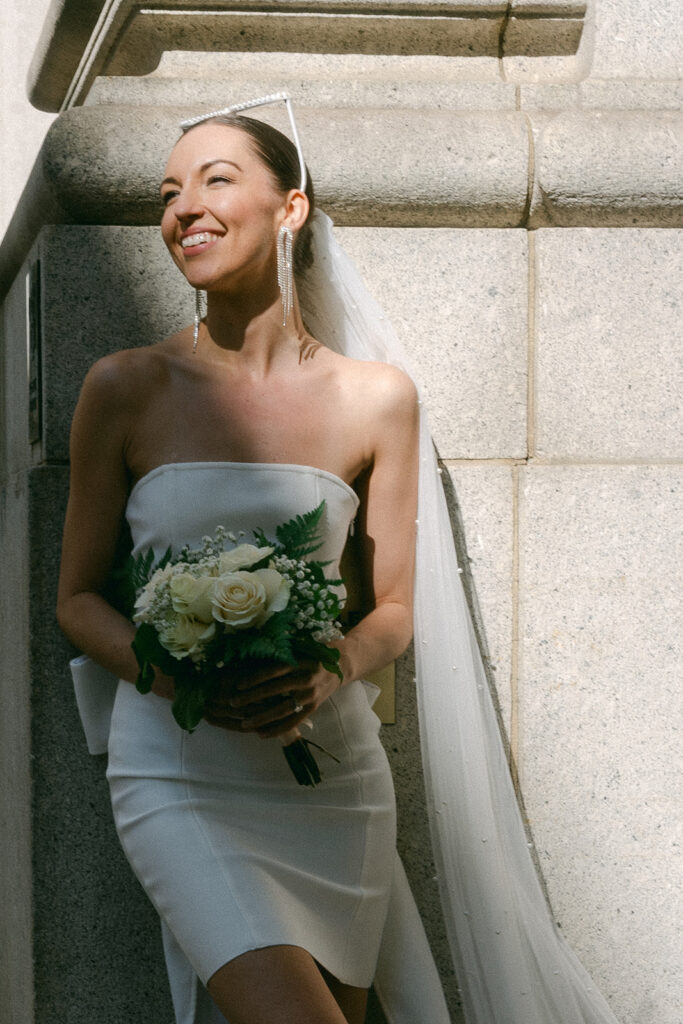 stunning picture of the bride at her NYC elopement