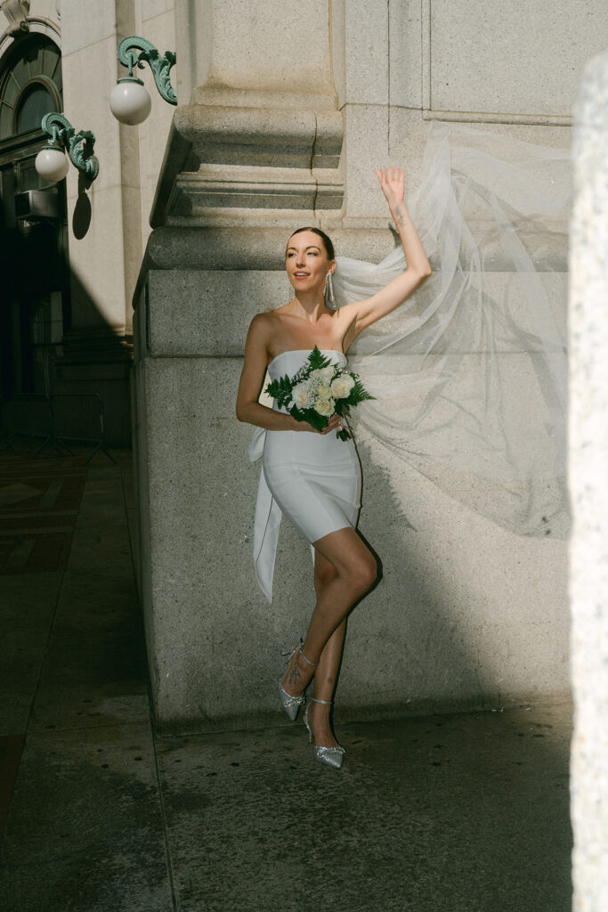 bride at her dream elopement in NYC 