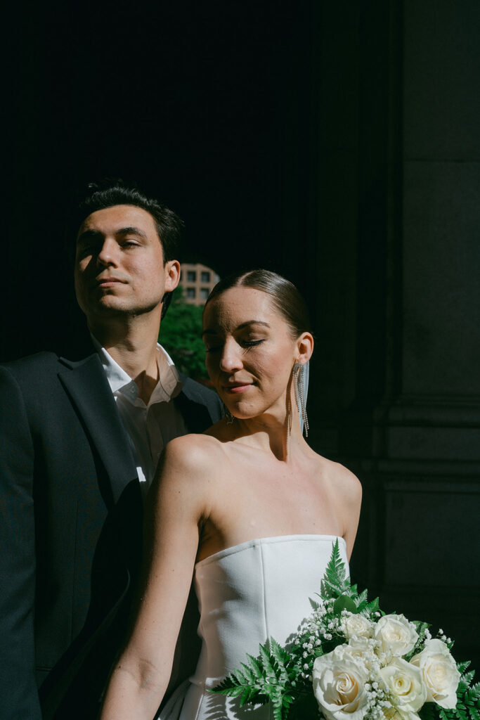 cute picture of the bride and groom at NYC city hall