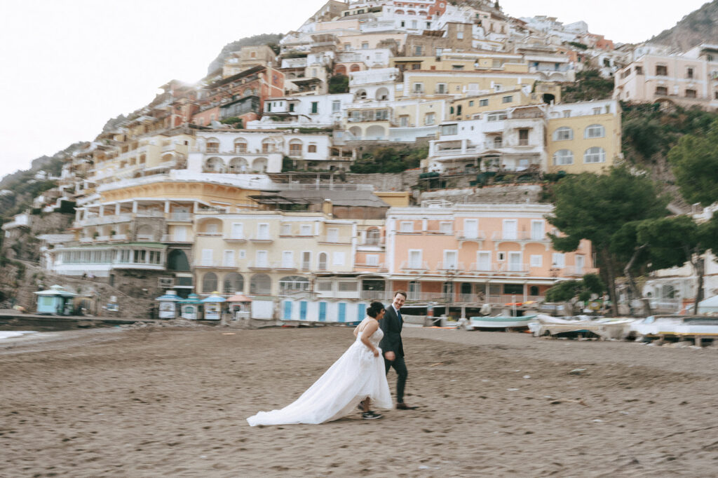 couple having fun at their italian elopement 