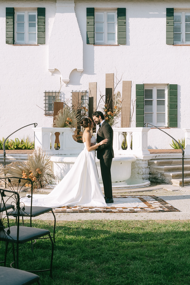 cute couple kissing after their ceremony