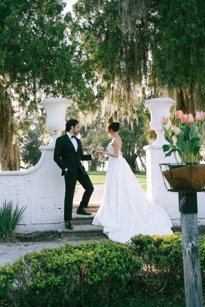 couple at their dream golden hour bridal portraits