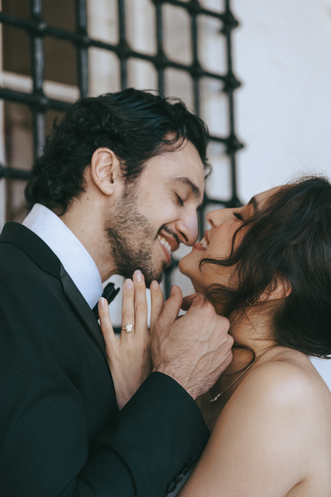 happy couple before heading to their ceremony