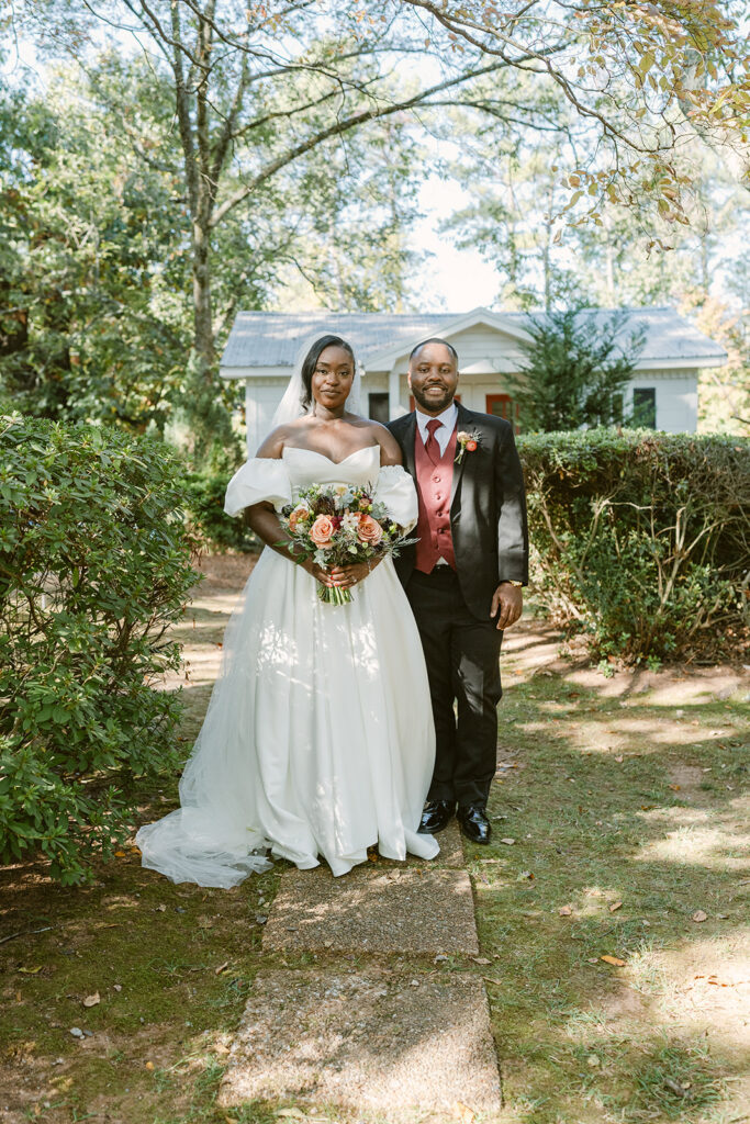 bride and groom at their bridal session at their dream wedding venue in georgia