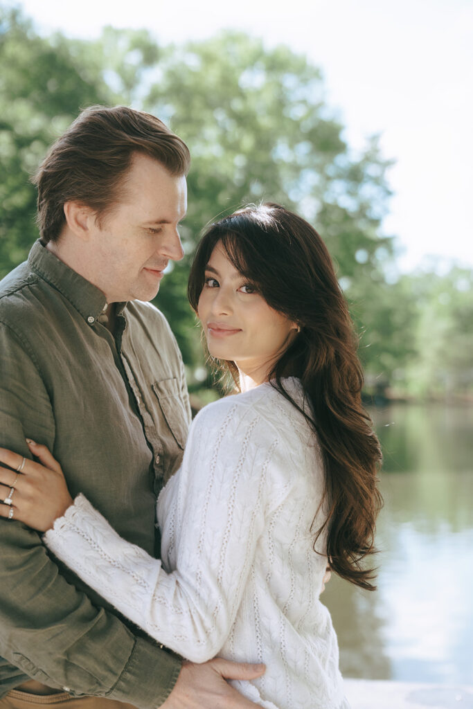 cute couple posing for the camera during their photoshoot