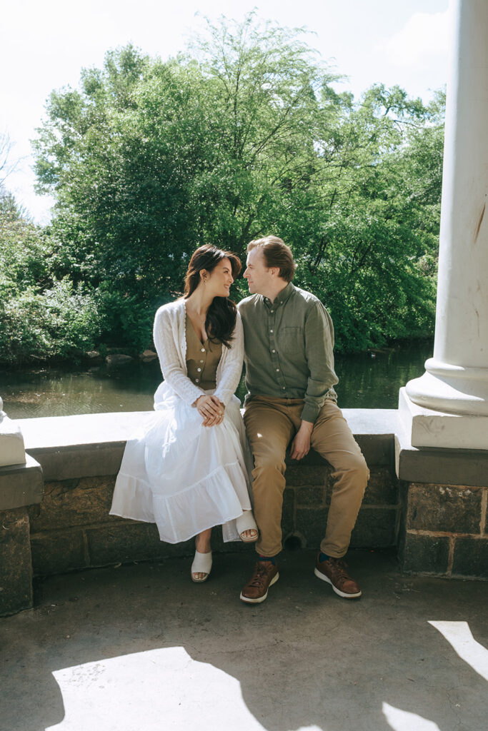 cute couple looking at each other during their session