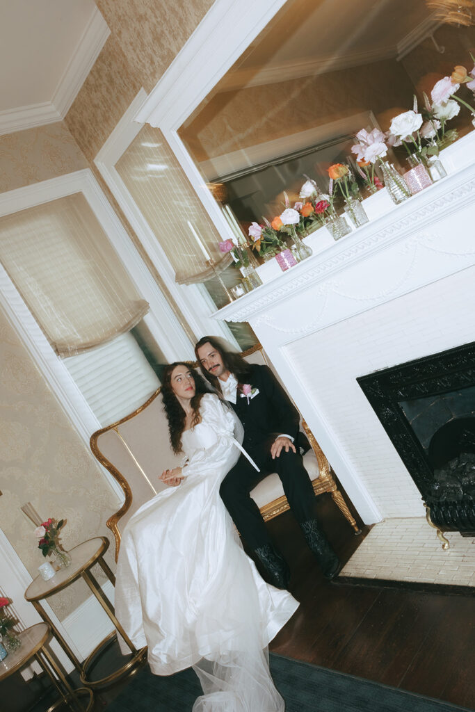 bride and groom before heading to their ceremony