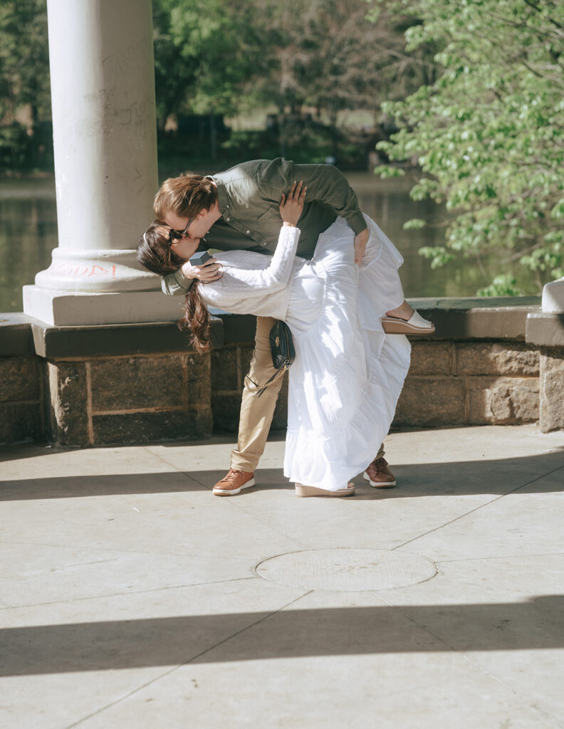 happy couple at their georgia engagement