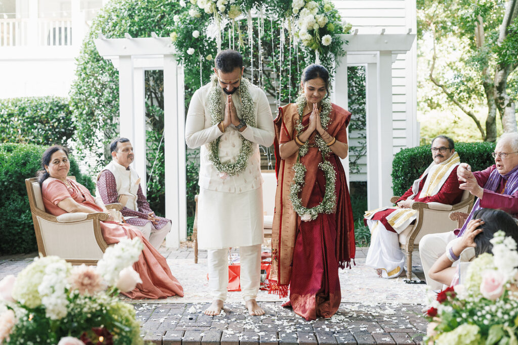 newlyweds before heading to their bridal portraits