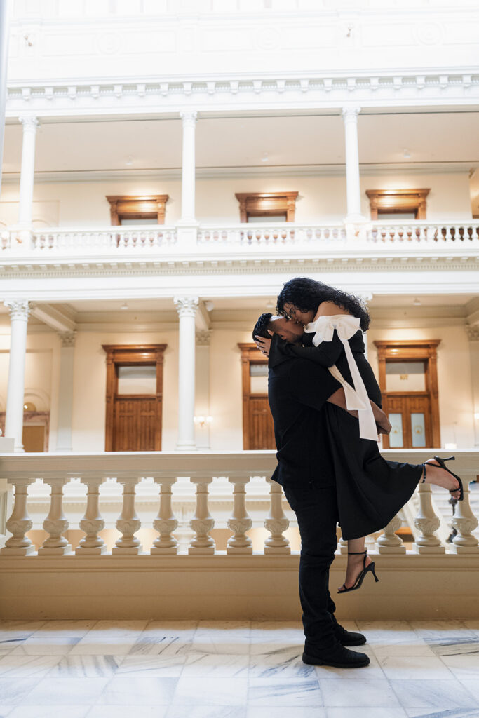 portrait of the couple kissing during their photoshoot