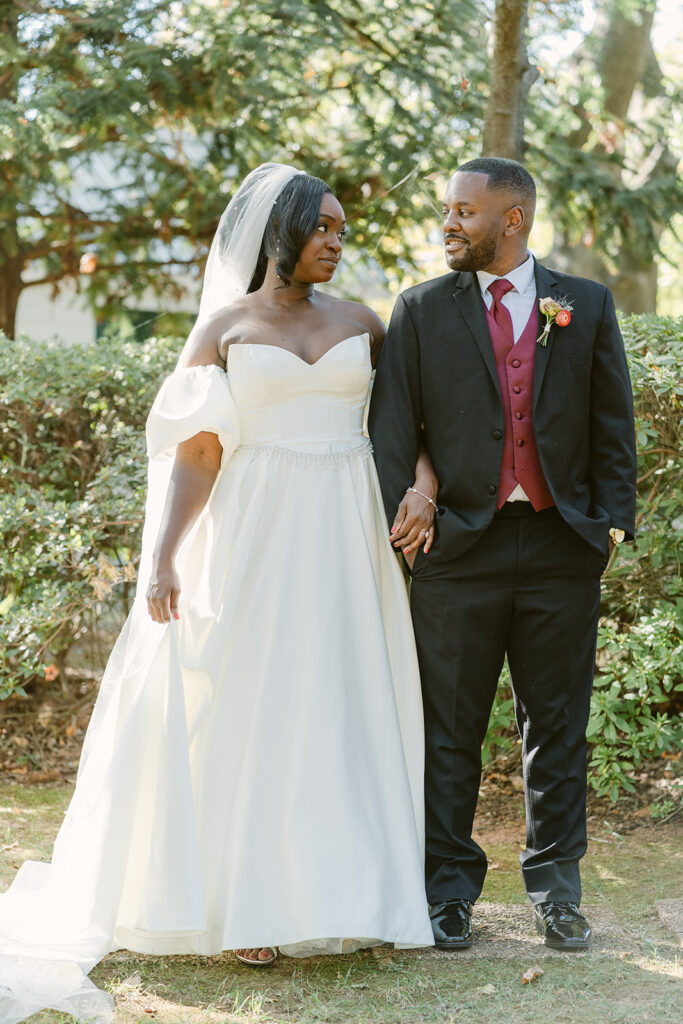 bride and groom at their intimate wedding day