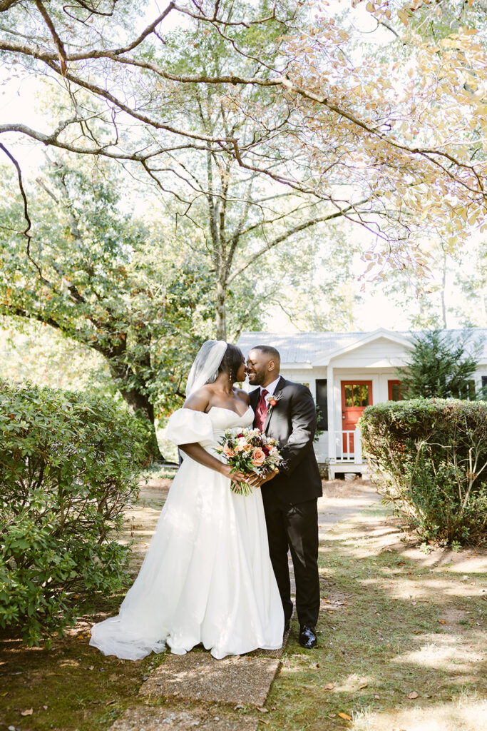 cute couple before heading to their intimate wedding ceremony