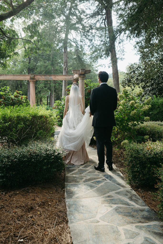 happy couple heading to their reception party