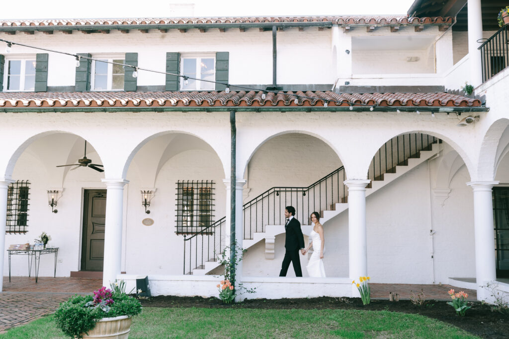 bride and groom at their dream wedding venue 