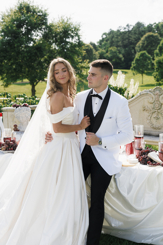 Bride and groom at their dream, Italian inspired wedding