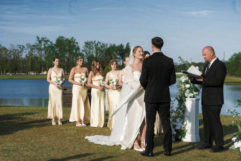 bride and groom at their intimate wedding ceremony
