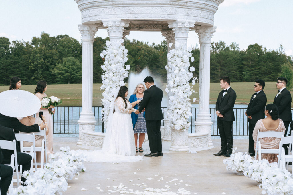 cute picture of the bride and groom at their elegant wedding ceremony