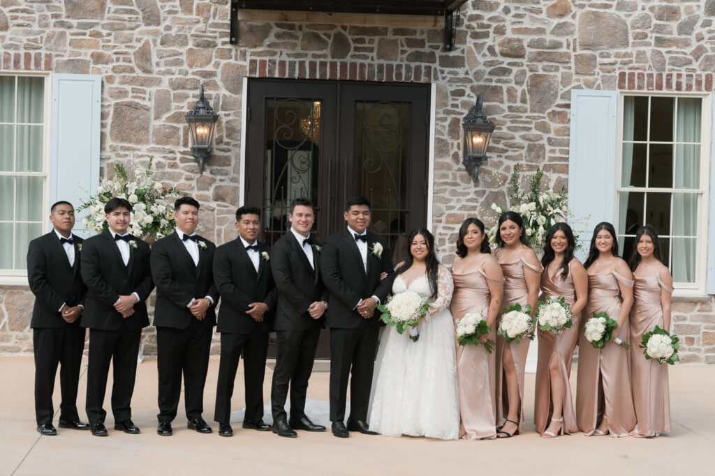picture of the bride and groom with their friends