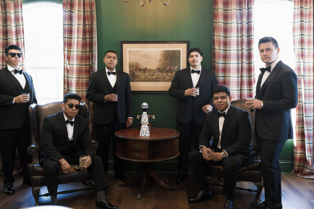 portrait of the groom and his friends 