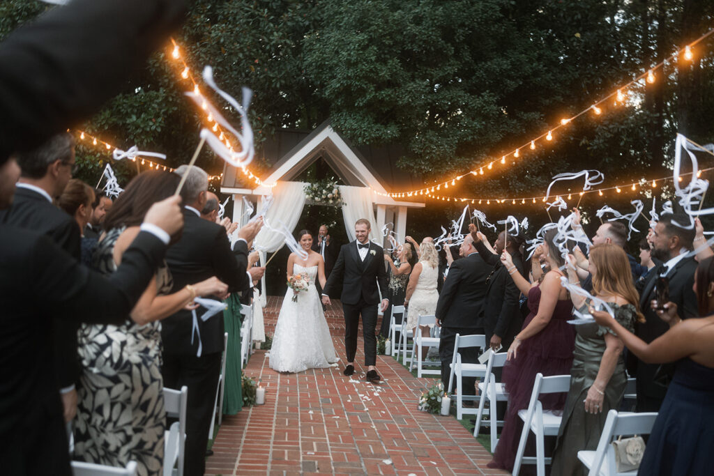 Happy couple at their dream wedding reception