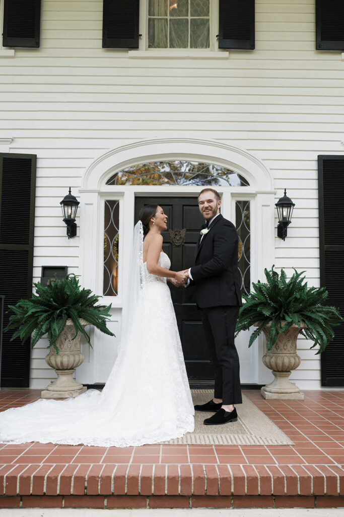 bride and groom emotional after their first look