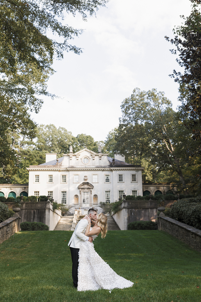 stunning portrait of the newlyweds at their reception 