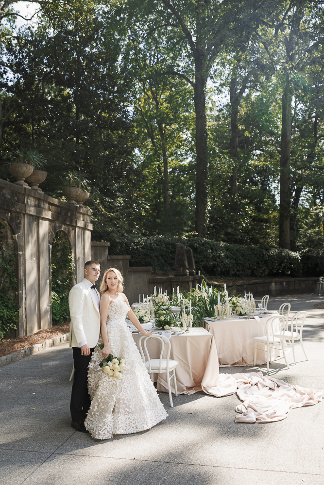 cute portrait of the newlyweds hugging