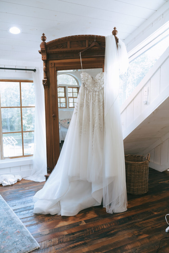 stunning closeup shot of the wedding dress