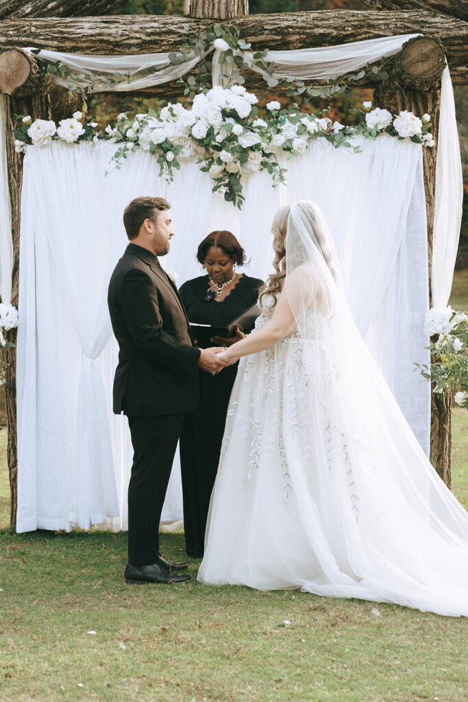 couple at their intimate wedding ceremony 