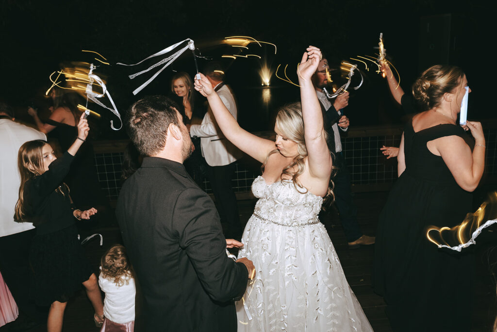 newlyweds dancing at their reception party