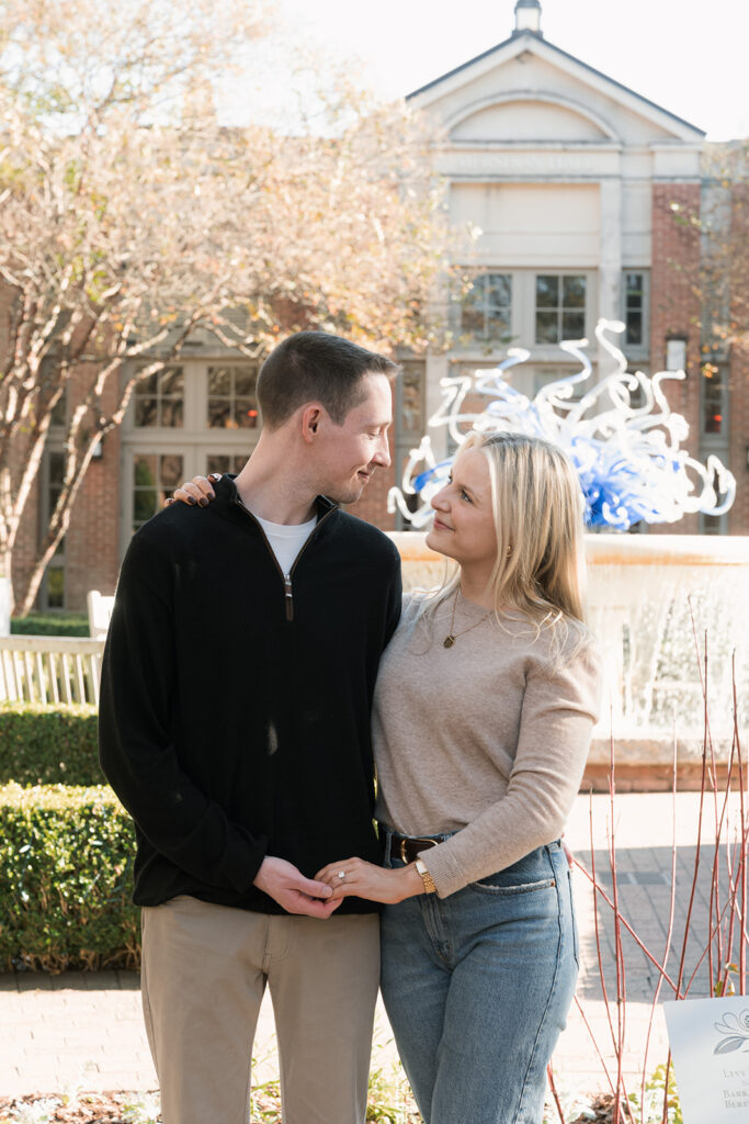 cute picture of the couple smiling at each other