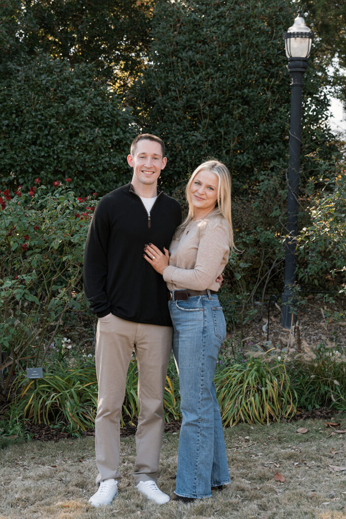 couple hugging during their fall engagement session