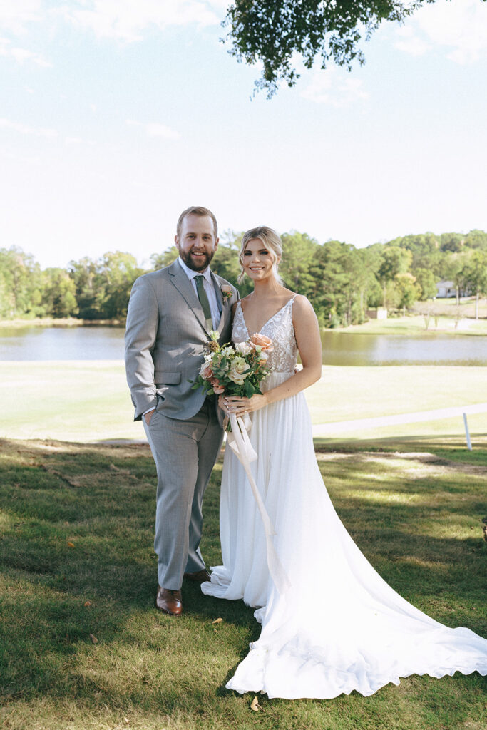 cute picture of the bride and groom at their dream georgia wedding