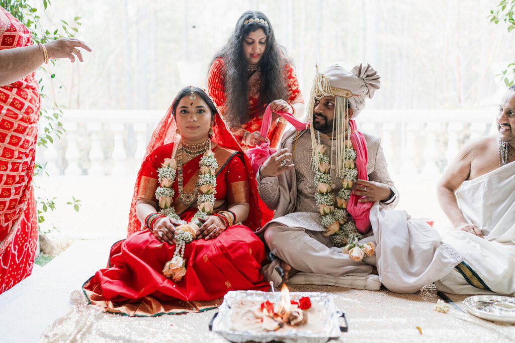 portrait of the bride and groom at their ceremony