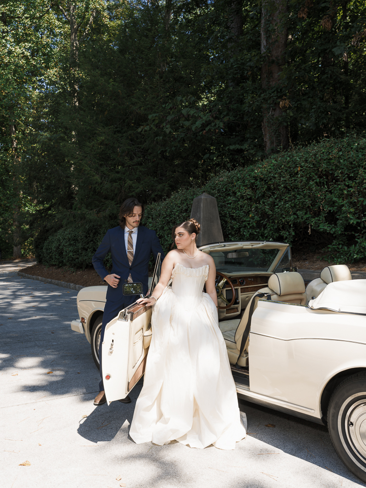cute picture of the bride and groom smiling at each other